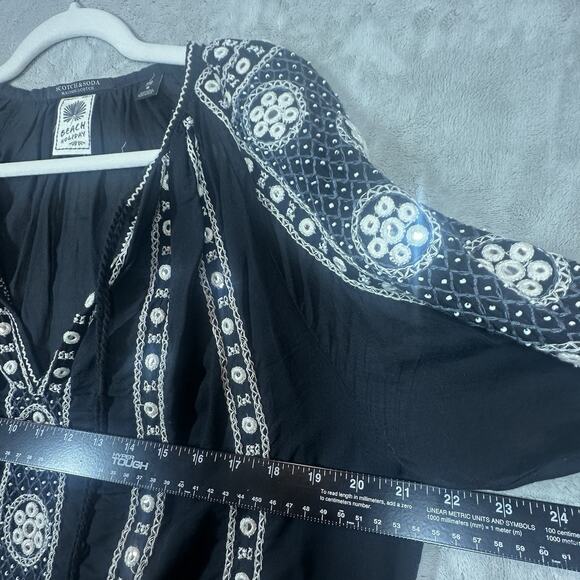 Scotch & Soda Maison Scotch Blouse Woman size 2 M Black Tunic Beach Boho Resort - Picture 5 of 5